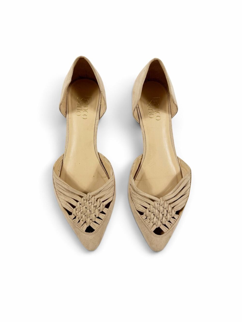Franco Sarto Suede Woven Pointed Toe D’Orsay Flats Beige Size 8.5